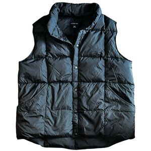 Lands’ End Black Goose Down Vest with Button Snaps Men’s Size Large (42 - 44)